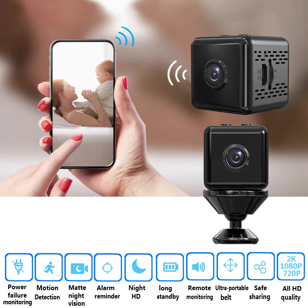 

Беспроводная мини-камера 1080P с датчиком ночного видения, уличная Wi-Fi камера видеонаблюдения, камера 4K для камеры безопасности