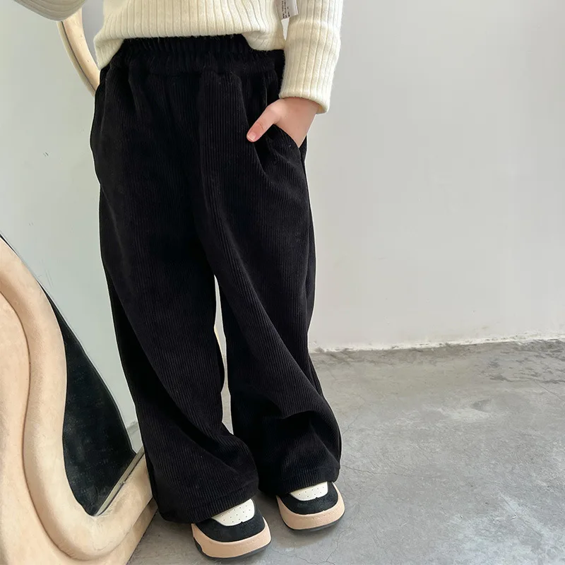 

2022 Wide Leg Pants Ankle Length Elastic Waist Straight Loose Simple Fashion New Casual Comfortable Autumn Children Girls