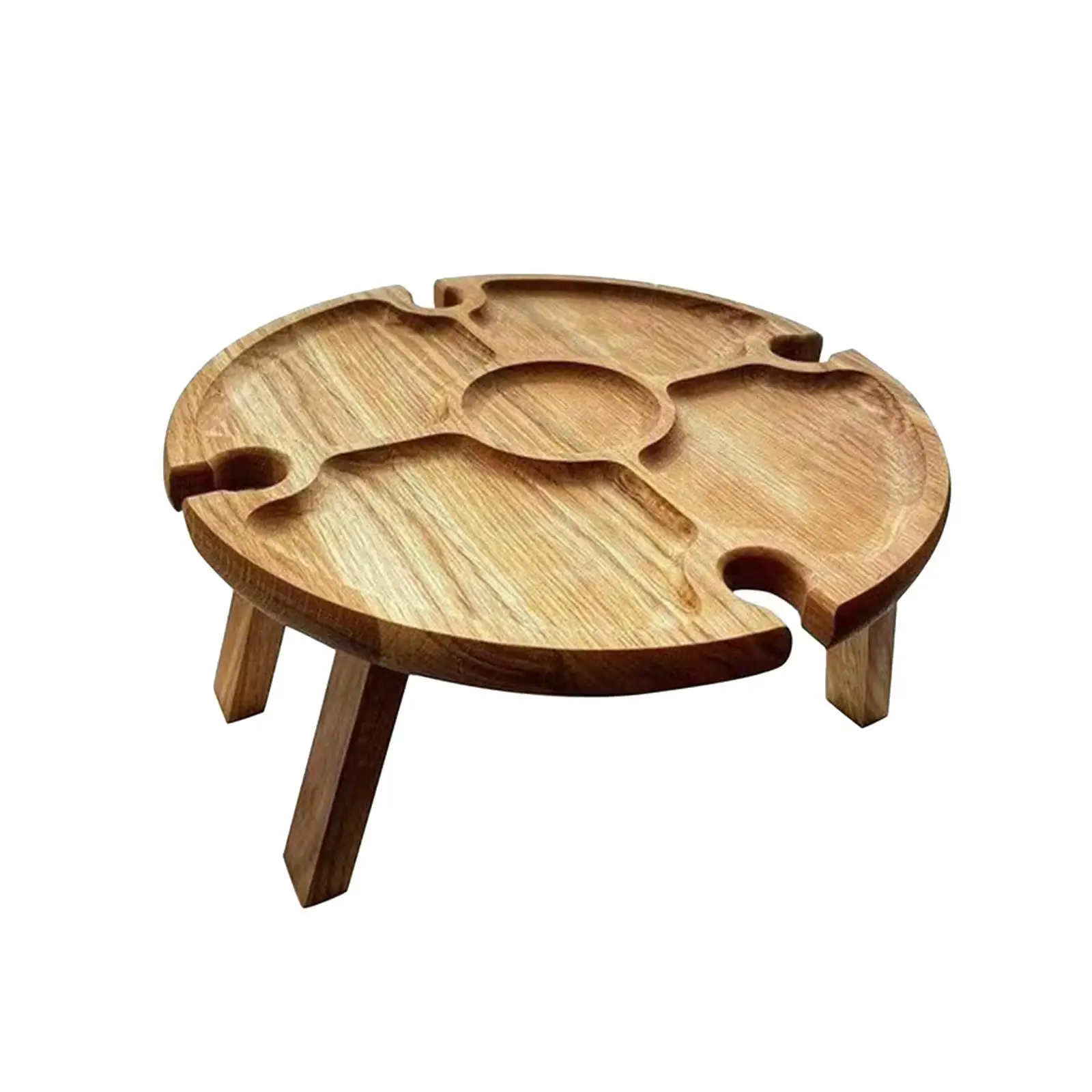 

Outdoor Wine Picnic Table Folding Lightweight Foldable Picnic Table Portable Snack Cheese Tray Stable With 4 Holes For Drinks