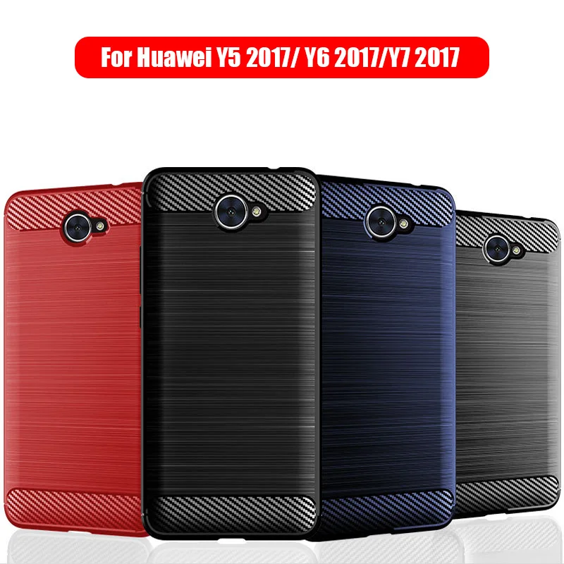 Чехол для Huawei Y5 2017/Y6 2017/Y7 2017 мягкий силиконовый чехол из ТПУ черный синий красный |