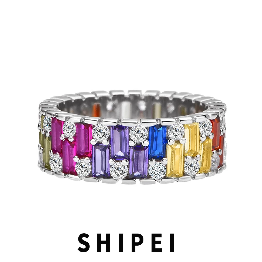 

SHIPEI Luxury Solid 925 Sterling Silver Sapphire Gemstone Wedding Engagement Ring Fine Jewelry Gift Ring For Women Wholesale