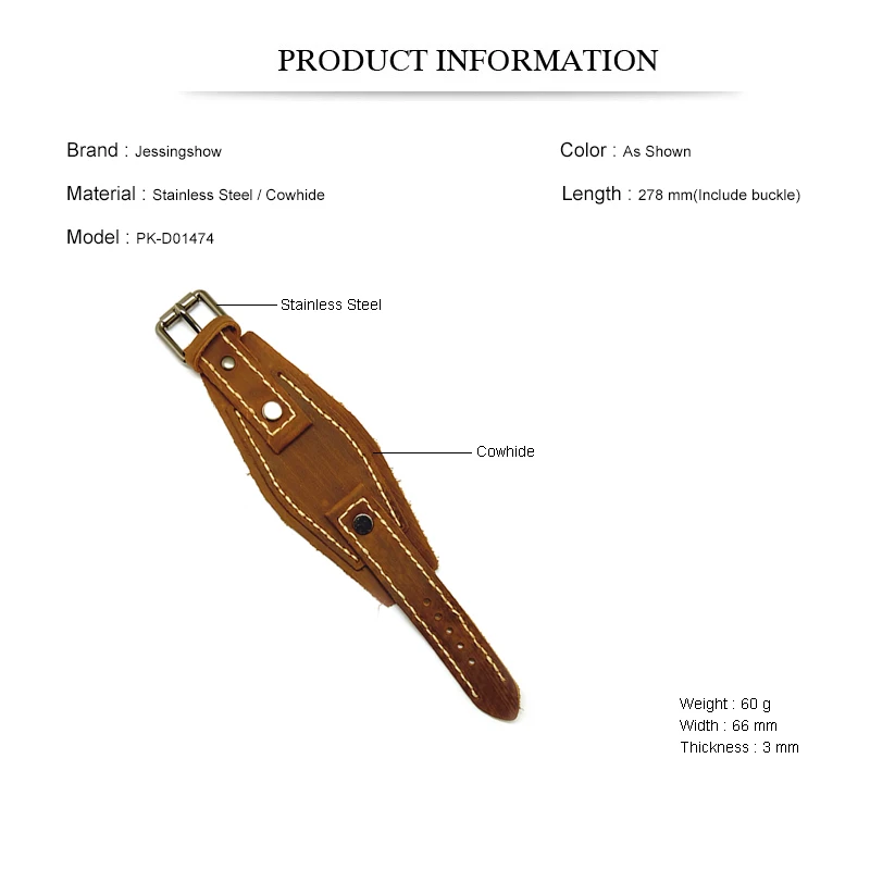 Ремешок для часов из натуральной кожи мужской винтажный широкий браслет
