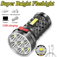 7 led handheld flashlight waterproof rechargeable 4 gear torch light with cob floodlight mini flash light for outdoor activities
