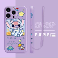 liquid silicone case for apple iphone 13 12 11 pro max 8 7 6 6s plus xr xs x se2020 multicolor phone coque cute stitch cartoon