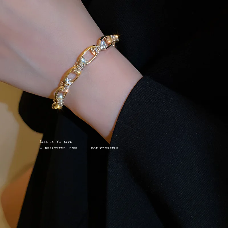 Zircon Chain Geometric Bracelet European And American Light Luxury High Sense Fashion Elegant Temperament Summ