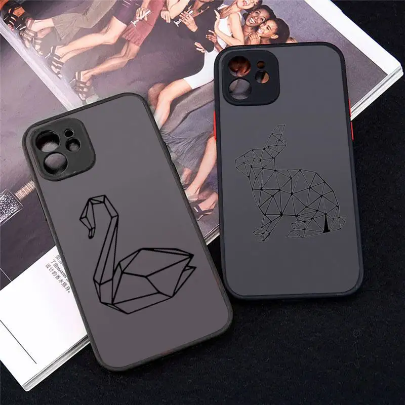 

animal simple line Phone Case matte transparent For iphone 7 8 11 12 13 plus mini x xs xr pro max cover