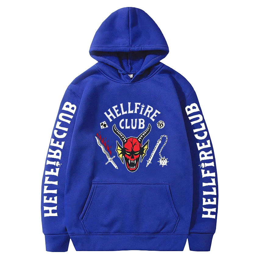 Hoodie HellfireClub Long Sleeved 2-side Pullovers Oversized Sweatshirt 2022Autumn Winter Retro Unisex Tops Couples Men and Women