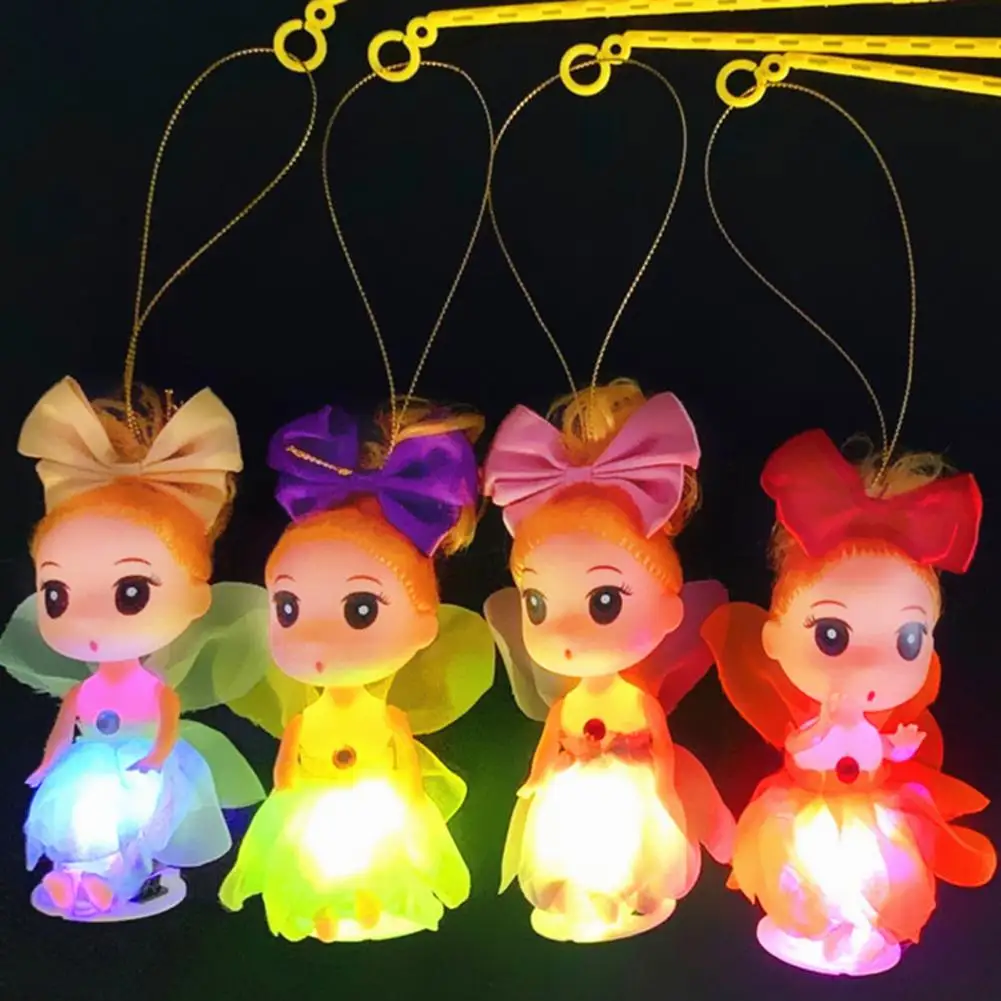 

LED Toy with Pole Luminescent Lovely Built-in Batteries Entertainment Vinyl LED Illuminated Luminous Doll Lantern for Child