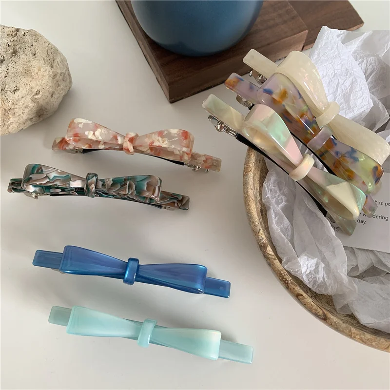 

Ins New Acetate Bowknot Hair Clips Barrettes Sweet Geometric Hairgrips Side Pin Korean Headwear Women Girls Hair Accessories