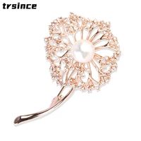 micro encrusted zircon rhinestone pearl dandelion brooch fashion creative flower clothing accessories female corsage