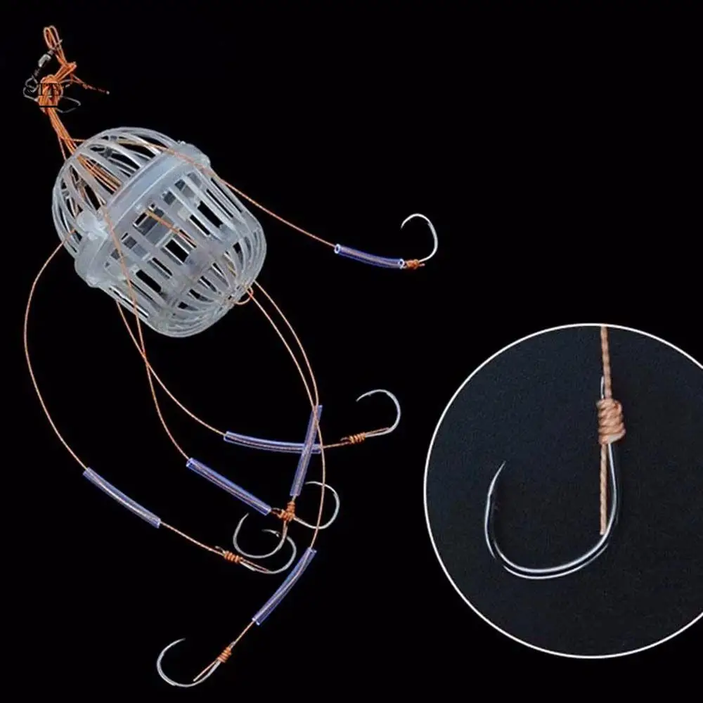 

1Pc Explosion Hook Fishing Hooks Set Outdoor Baits Cage Basket Feeder Holder Six Fishhook Plastic Carp Tackle Accessories Tools