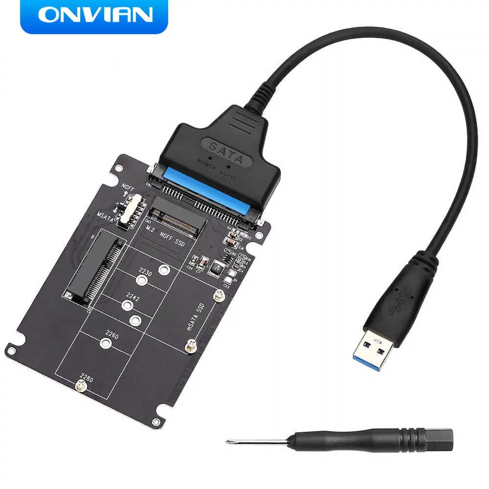 Onvian M.2 NGFF Or MSATA To SATA 3.0 Adapter USB 3.0 To 2.5 SATA Hard Disk 2 In 1 Converter Reader Card With Cable For PC Laptop