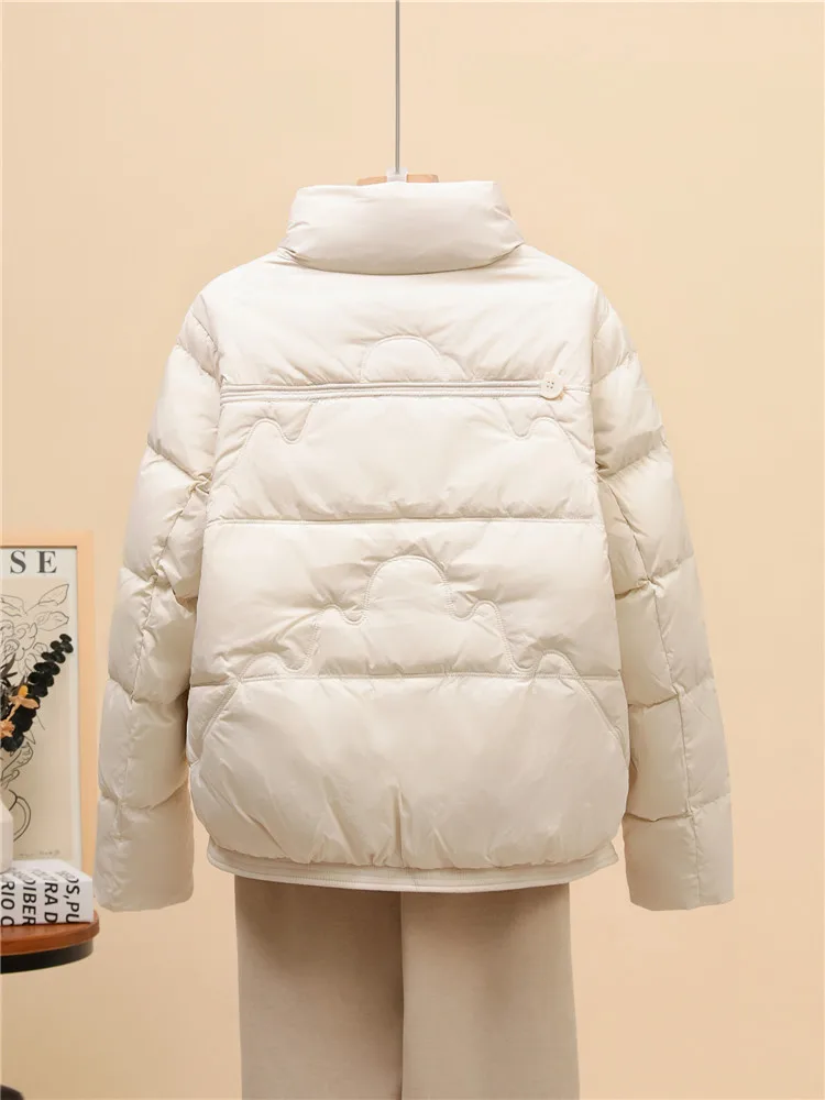 Lightweight Down jacket Women 2024 Autumn and Winter New White Duck Down Small Stand Collar Short Fashion Loose Warm Outerwear
