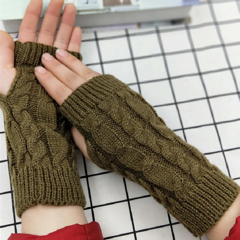 

Long Fingerless Gloves Women Knitted Mittens Wrist Elbow Arm warmers Knitting Hollow Winter Gloves Fashion Punk Gothic Gloves