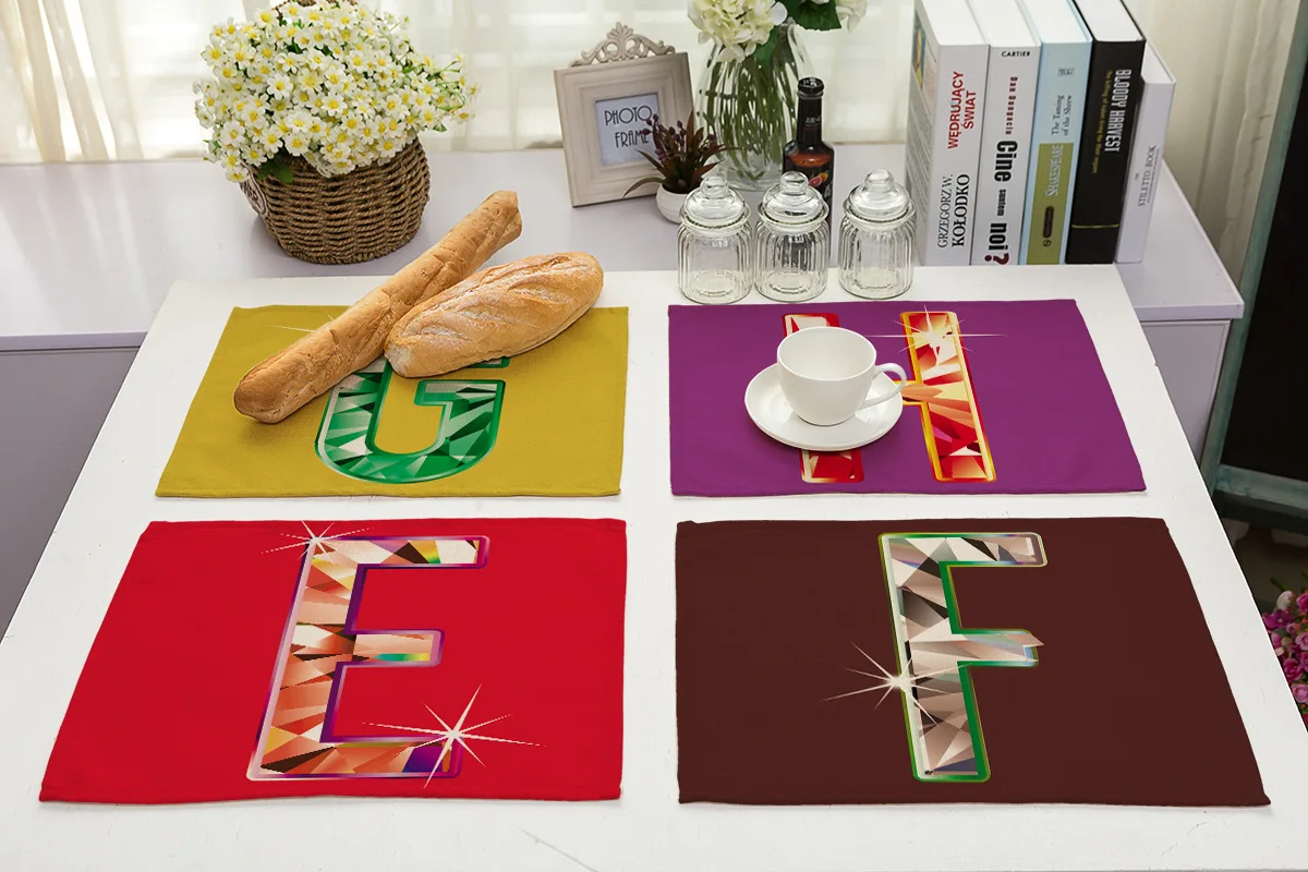 

Креативный яркий Настольный коврик с буквами, 26 букв, Настольный коврик с принтом, подстилка из хлопка и льна, подстилка, украшение для журна...