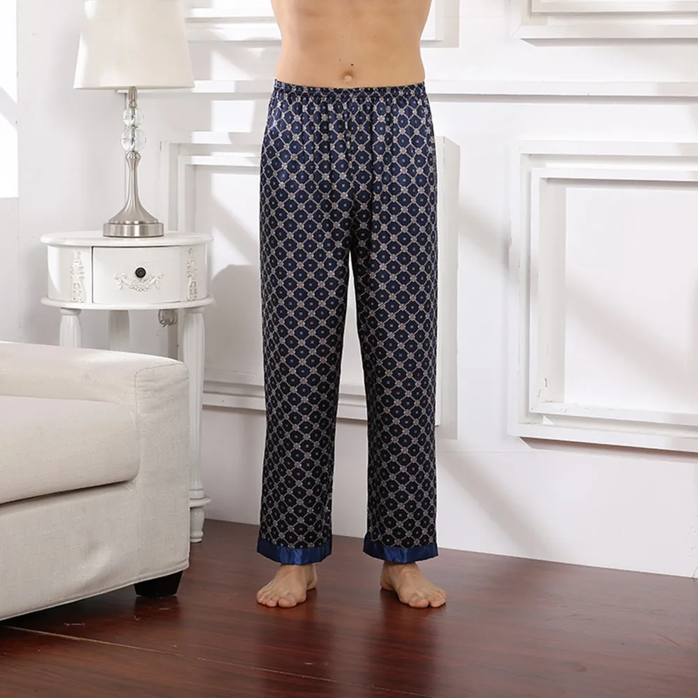 Practical Durable Men Pants Pajamas Lounge Loungewear Nightwear Satin Silk Sleepwear Bottoms Household Clothes