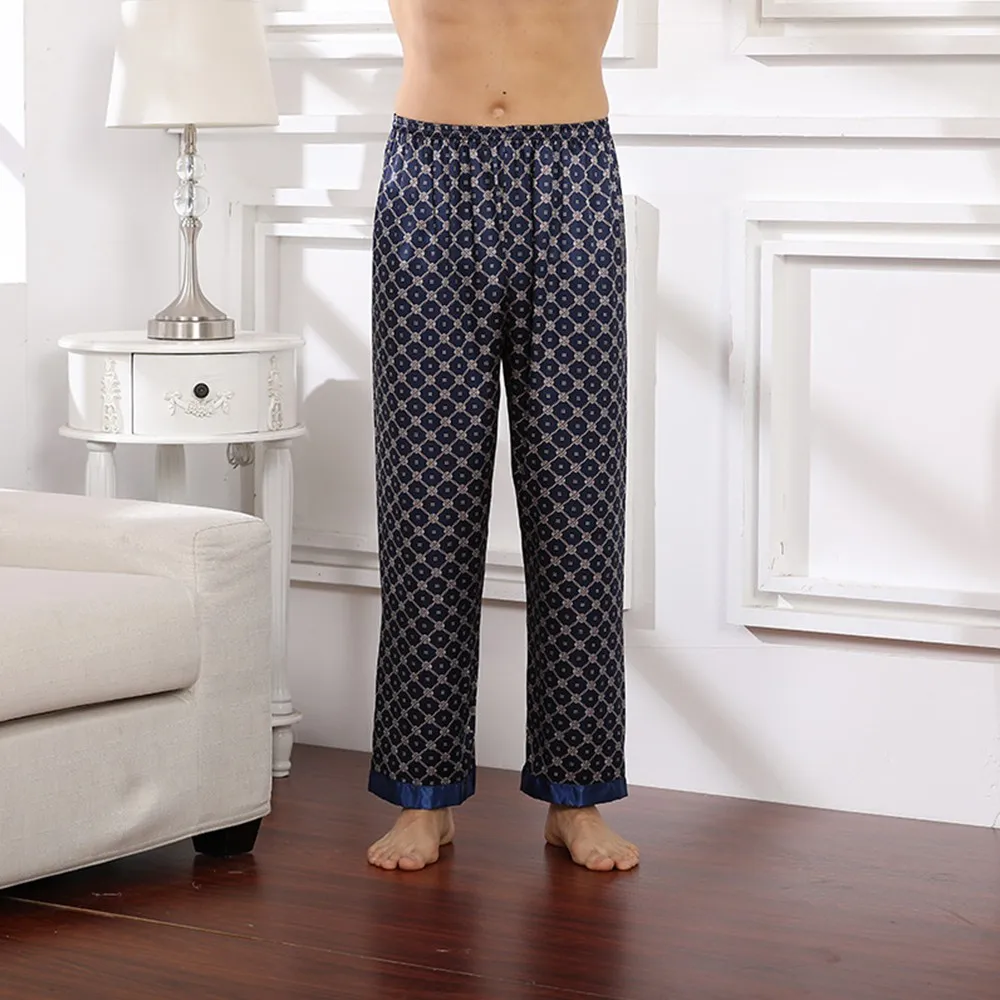 

Practical Durable Men Pants Pajamas Lounge Loungewear Nightwear Satin Silk Sleepwear Bottoms Household Clothes