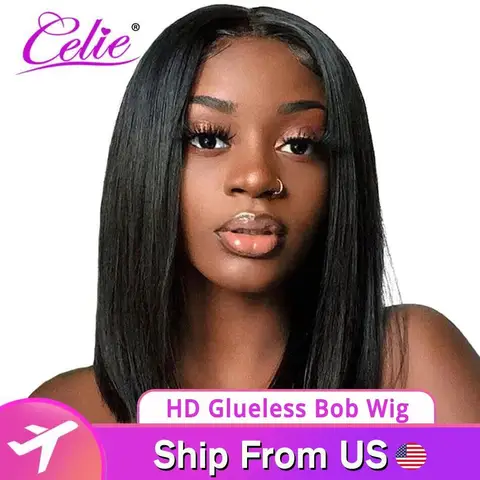 Парик Celie Hair Bob, парики из натуральных волос на сетке спереди без клея, парик с застежкой 4X4 для женщин, парик из натуральных волос