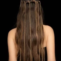 5 pcs rhinestone super long tassel hair chain hair clips hair jewelry for girl luxury crystal bridal dangle head chain hairpins