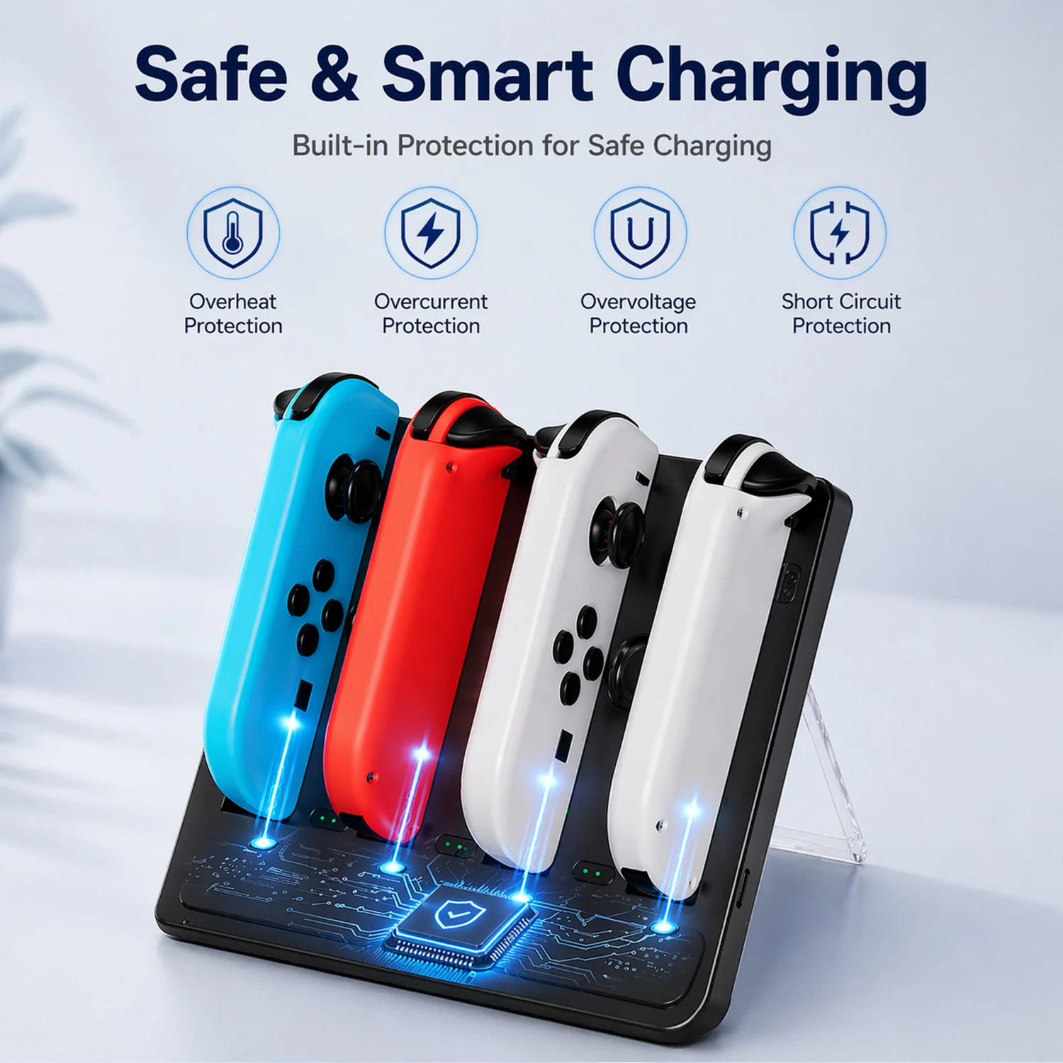 Фото Зарядная док-станция для контроллеров NS Switch/OLED, 4-слотовая станция быстрой зарядки с LED-индикатором для аксессуаров Switch №3
