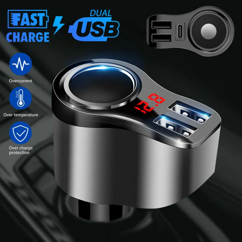 

Автомобильное зарядное устройство с двумя USB-портами, 12-24 В