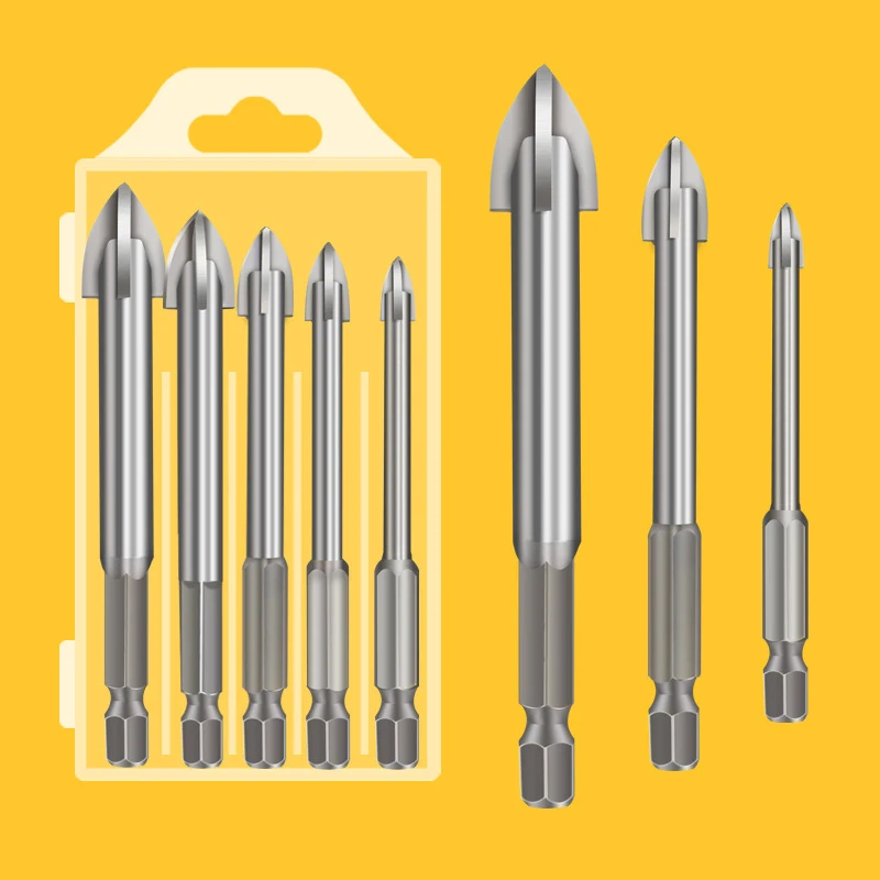 

Cross Hex Tile Glass Ceramic Drill Bits Cemented Carbide Set Efficient Universal Drilling Tool Hole Saw Opener 3/4/5/6/8/10/12mm