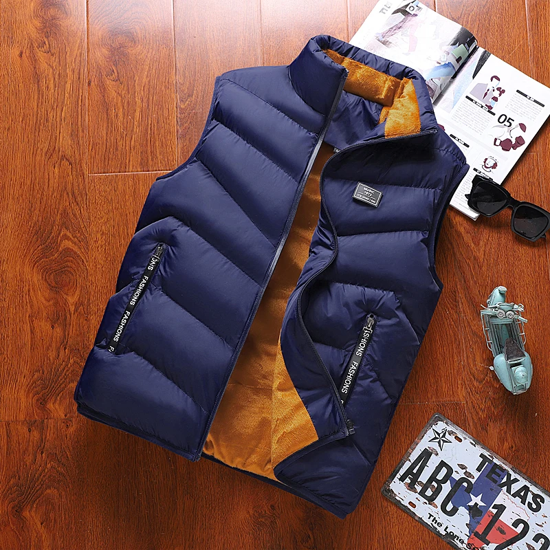

Осенний жилет, мужские пальто, теплая куртка без рукавов, жилет в стиле 8XL, Мужской приталенный флисовый жилет, повседневный облегающий зимн...