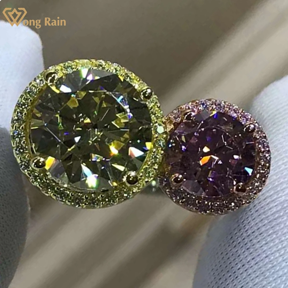 

Wong Rain 100% 925 Sterling Silver VVS 3EX 5CT Created Moissanite Gemstone Ring For Women Engagement Fine Jewelry Gift Wholesale