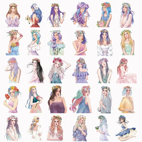 Kawaii мультфильм девушки граффити наклейки