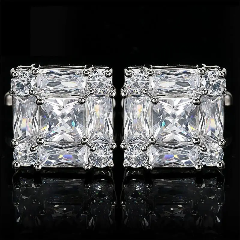 

Fashion High-end Rhinestone Zircon Cufflinks Men's Luxury Jewelry Anniversary/Graduation Gifts Wedding French Shirts Cuff Links