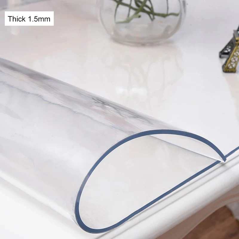 

1.5mm PVC Transparent Tablecloth Rectangle Waterproof Table Cover Oilproof Table Cloths Soft Glass Cloth Kitchen Decoration