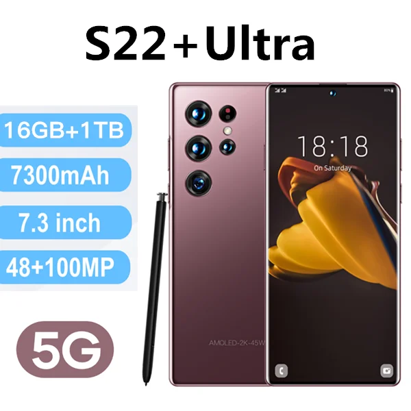 Смартфон S22 Ultra 16 ГБ + ТБ 48 Мп 2022 МП 7 3 дюйма мАч |