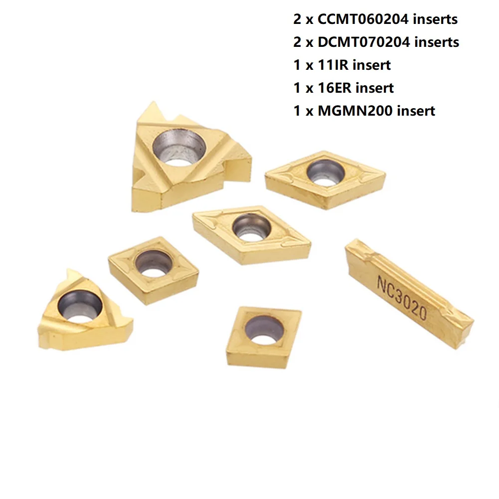 

7pcs Turning Tools Good Precision Wear Resistance Strong Shock Resistance Carbide Inserts Turning Inserts For 12mm Holder Kit