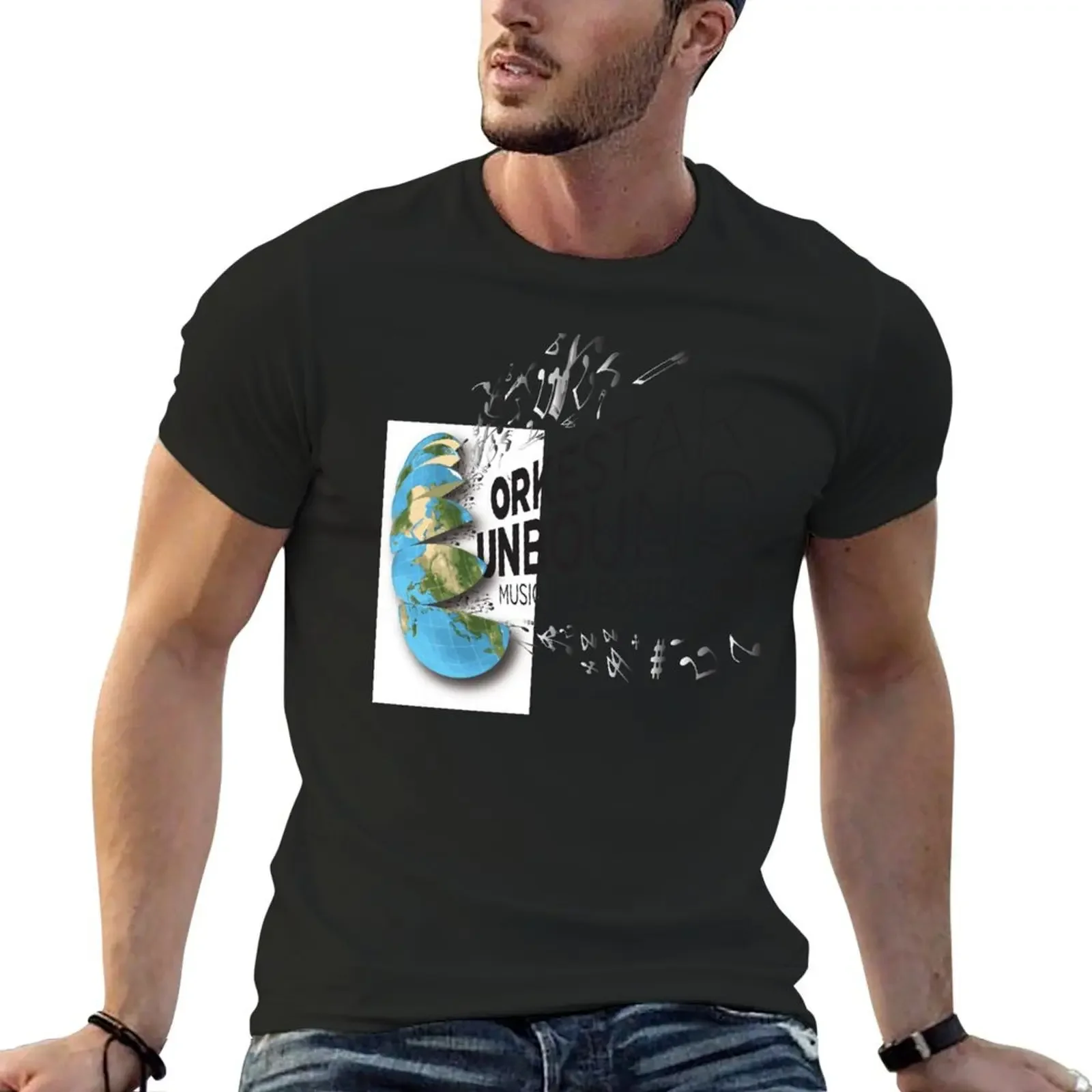 Мужская хлопковая футболка с коротким рукавом и принтом