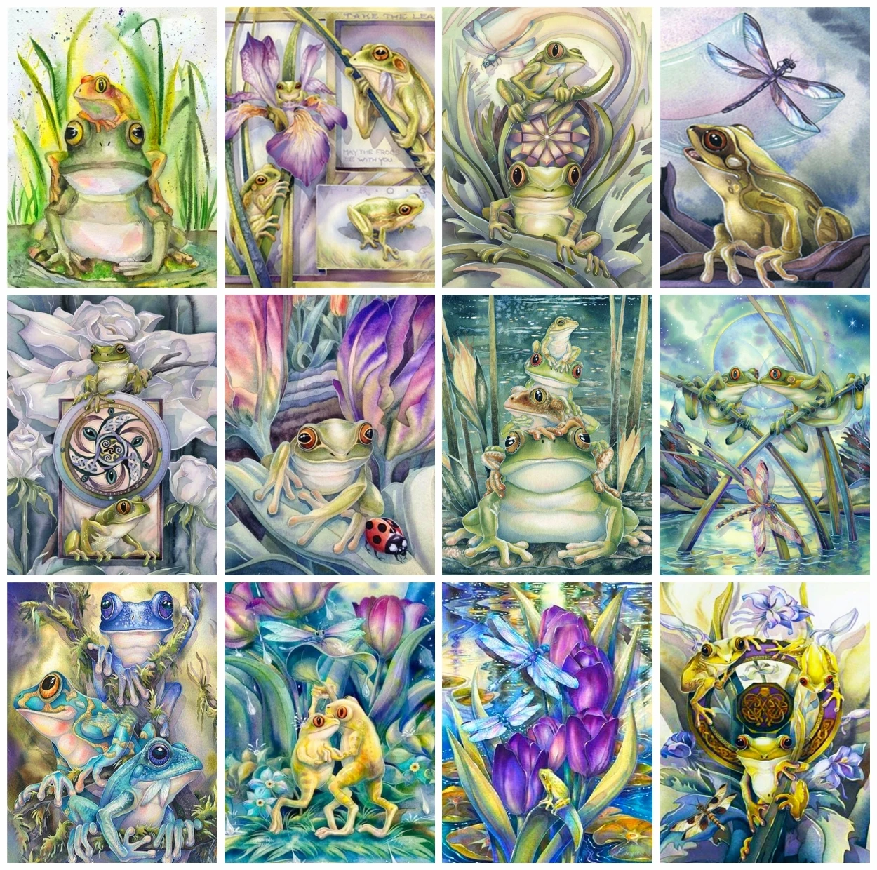 

AZQSD алмазная живопись Лягушка Стрекоза наборы для вышивки крестиком Стразы 5D алмазная вышивка животные мозаика ручной работы Домашний Декор подарок