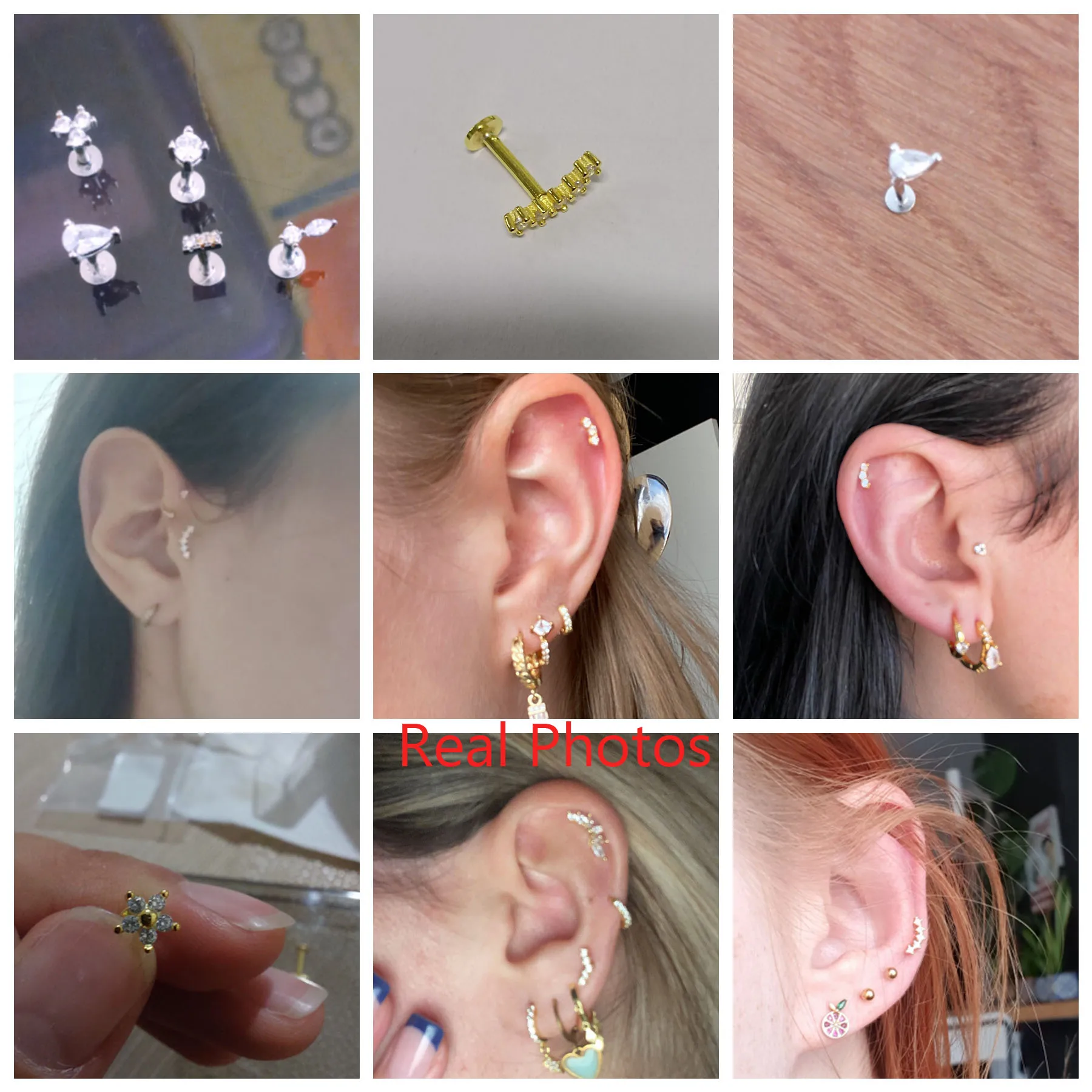 Aide 925 Sterling Silver 1PC Flat End Piercing Jewelry For Women Zircon Evil Eye Lightning Sphere Stud Earrings Labret Lip Ring images - 6