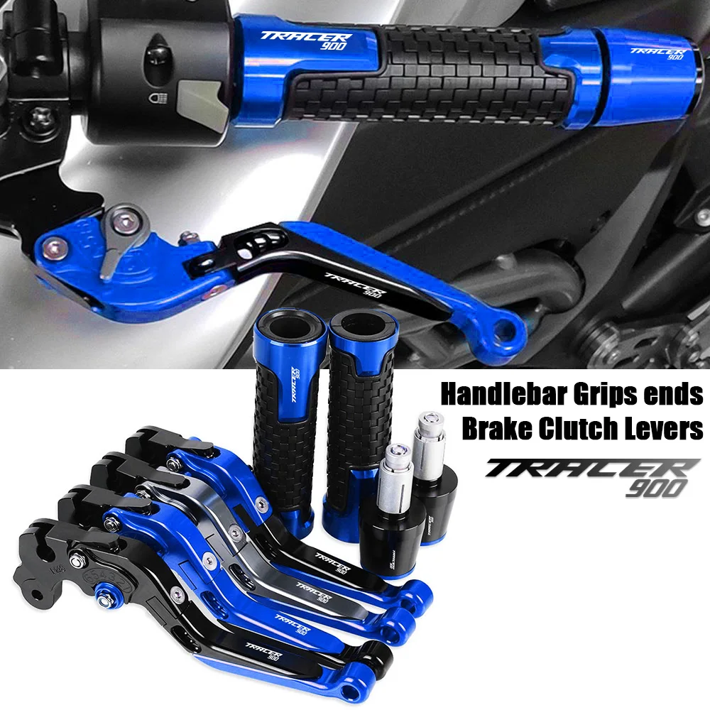 

For YAMAHA TRACER900 TRACER 900 2018 2019 2020 2021 CNC Folding Extendable Brake Clutch Levers Handlebar Hand Grips ends