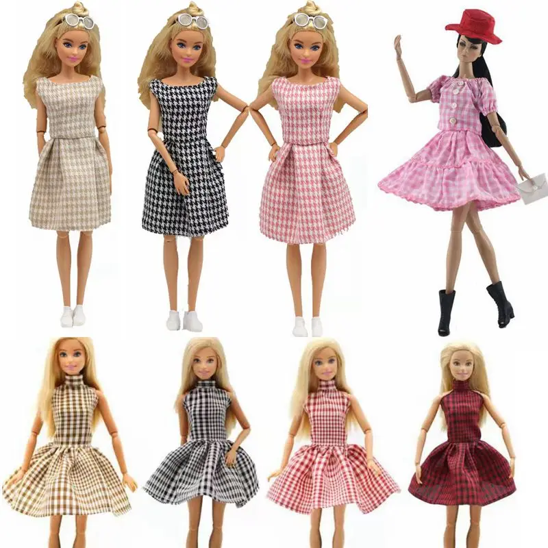 

Одежда для куклы 1/6 BJD для платья Барби, маленькое платье «гусиные лапки», аксессуары для кукол 30 см, одежда для Барби, наряды в клетку, детские игрушки