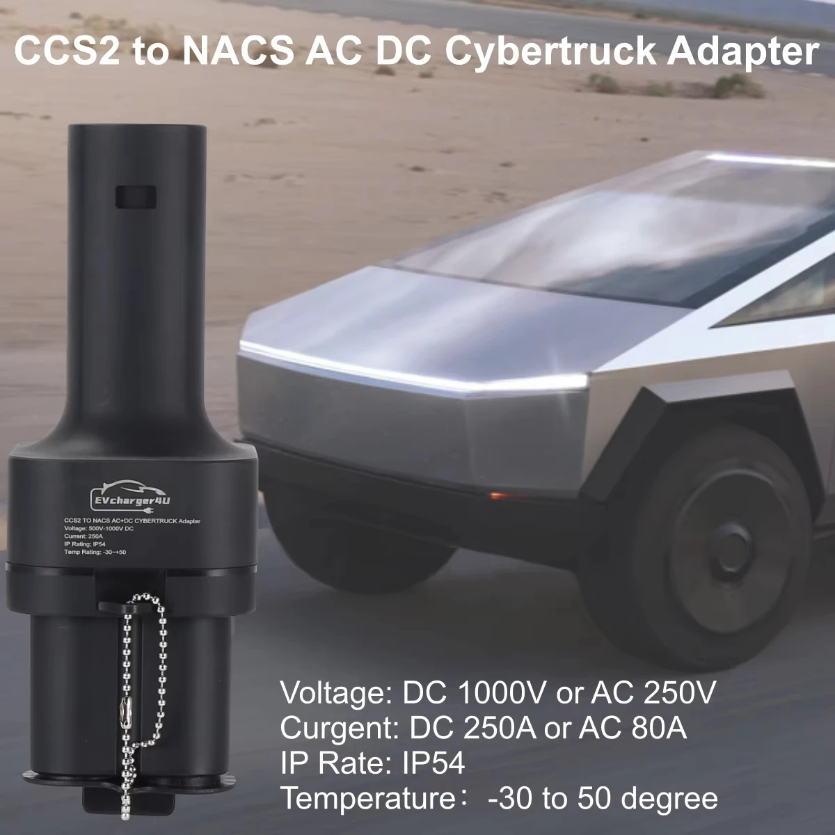Берет для адаптера Tesla Cybertruck CCS2 в NACS EV 250 кВт постоянного тока 8 переменного