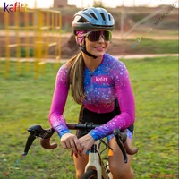kafitt womens sexy long sleeve cycling triathlon skinsuit sets bicycle clothing macaquinho ciclismo feminino 20d gel pad summer