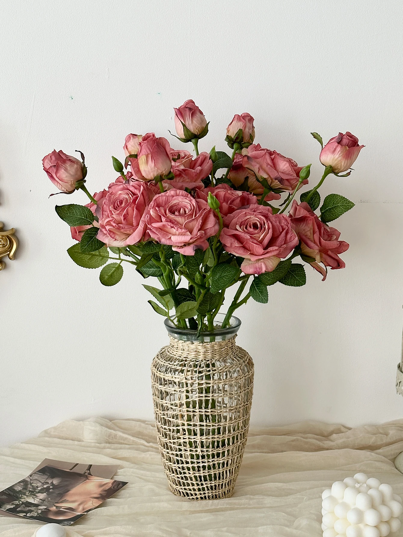 Роза с наручниками искусственный букет цветов композиция для гостиной украшение