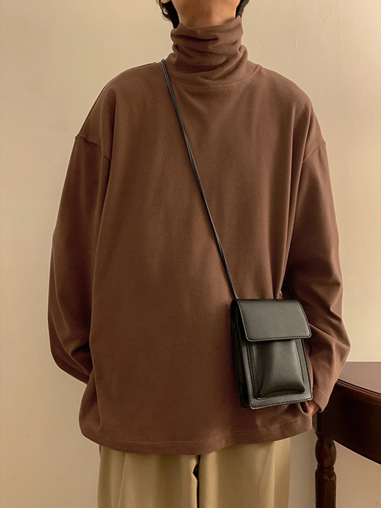 Женская однотонная футболка с длинным рукавом и высоким воротником - купить по