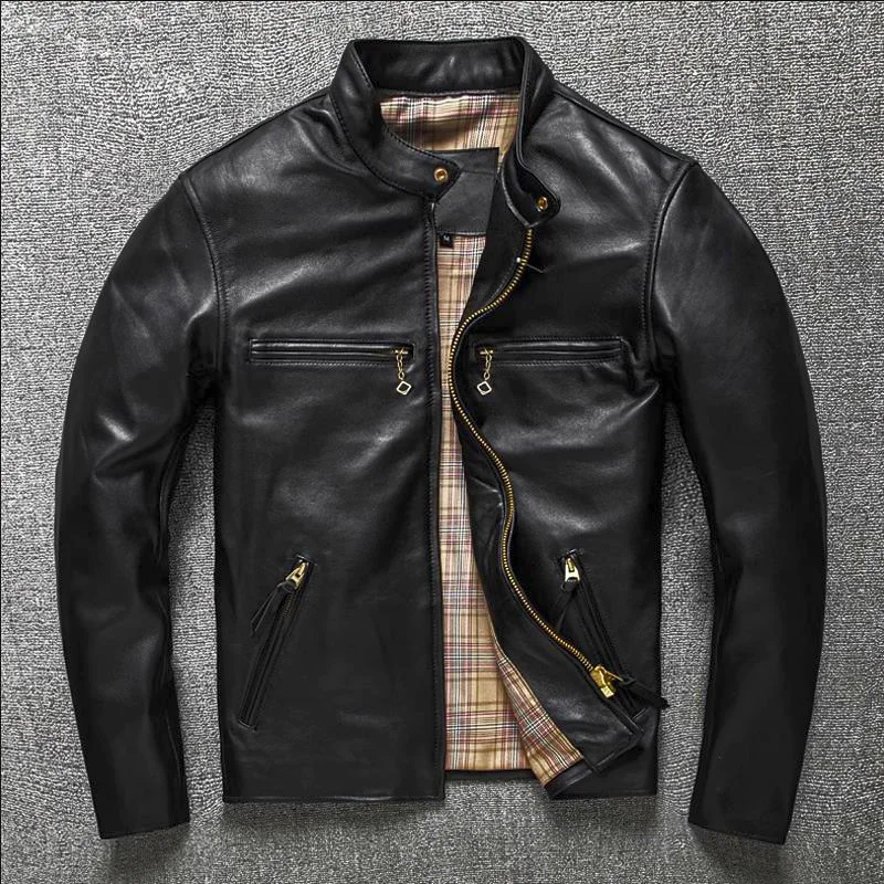 

2024 's Motorcycle Jacket Spring Genuine Leather Jackets Sheepskin Short Coat for Men Plus Size Biker Outerwear