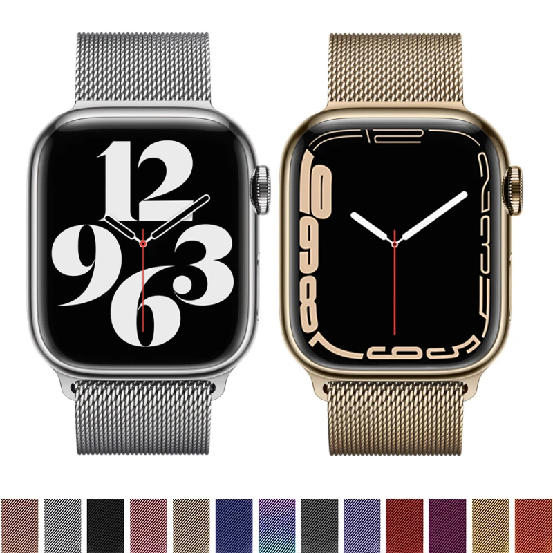 

Ремешок магнитный для Apple watch Band 44 мм 40 мм 45 мм 41 мм 42 мм 38 мм, браслет из нержавеющей стали для iWatch Series 3 4 5 6 se 7