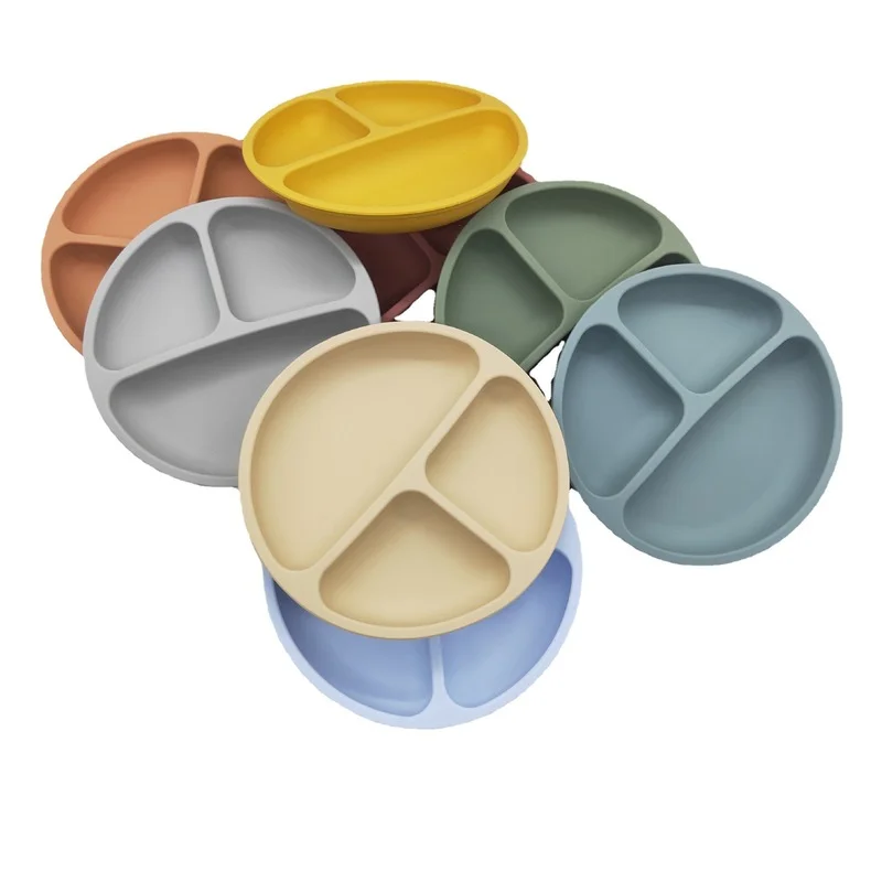 

Baby Safe Silicone Dining Plate Solid Cute Cartoon Children Dishes Suction Toddle Training Tableware Kids Feeding Bowls