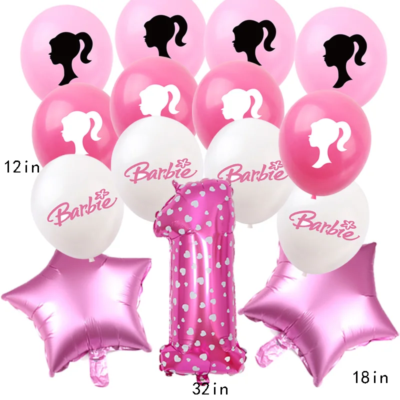 Barbiee Pink Theme Birthday Balloons 12inch Latex Ballon Baby Shower For Kids Party Decorations Toys Girl Gifts Home Decor