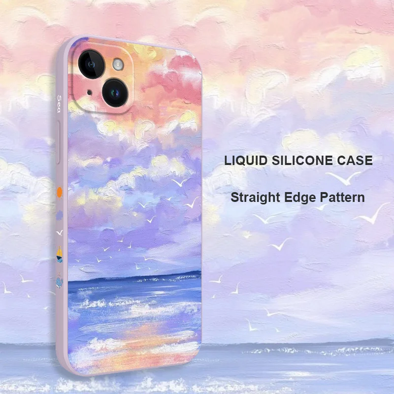 Чехол для телефона с изображением неба iPhone 16 15 14 13 12 11 X XR XS Plus Pro Max Mini силиконовый