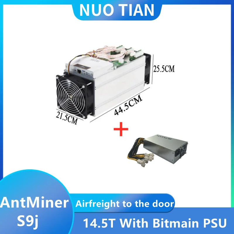 Новинка 80%, AntMiner S9j 14,5 T ± 10% BITMAIN с блоком питания Bitmain, Майнер Asic, Btc BCH, Майнер Antminer 13,5 T T9 T15 S15 m3