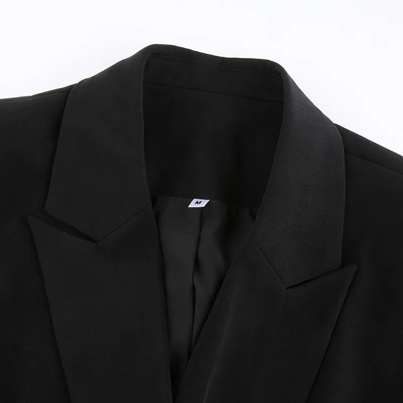 Black Buttonless Office Blazer with Sashes Business Suit Women Solid Colors Mid Length Spring Autumn New Fashion Blazers Korean