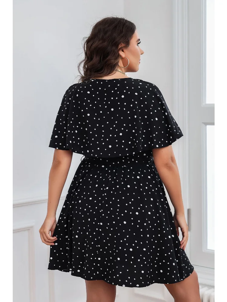 Summer new plus-size women fat mm French polka-dot slimming dress is the first slimming dress plus size women clothing